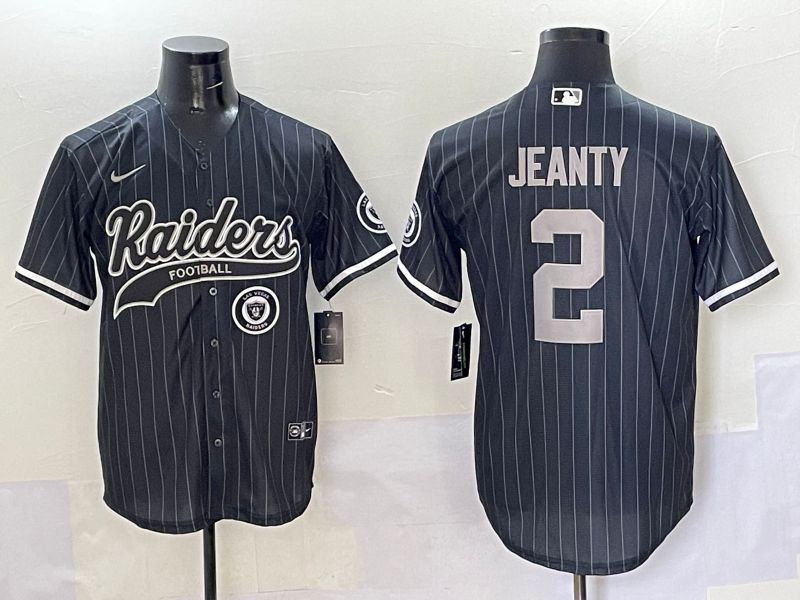 Men 2025 Oakland Raiders #2 Jeanty Black Stripe Joint Name Nike Limited NFL Jersey style 8